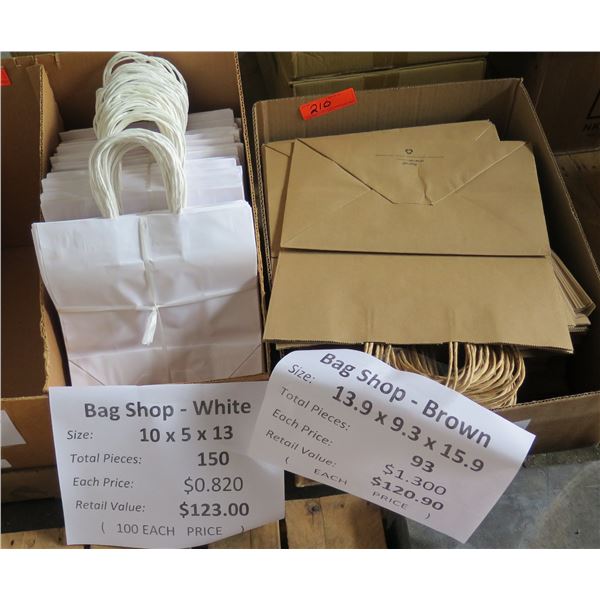 Qty 243 Bag Shop - Brown & White Misc Sizes Retail $243