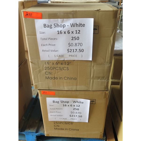 Qty 250 Bag Shop - White 16 x6 x12  Retail $217