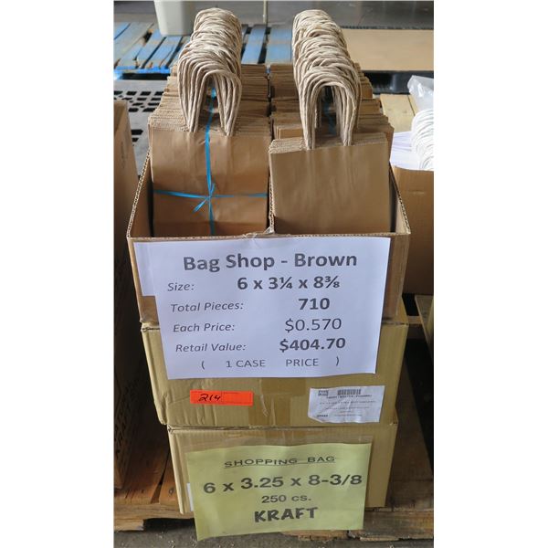 Qty 710 Bag Shop - Brown 6 x3.25 x8.5  Retail $404