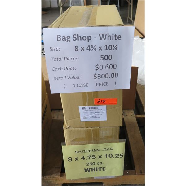 Qty 500 Bag Shop - White 8"x4.75"x10.22" Retail $300