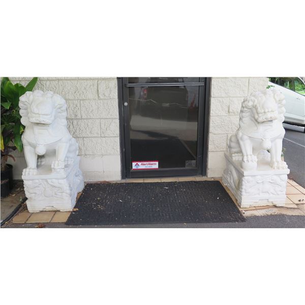 Qty 2 Guardian Lion Fu Dog Statues 25 x17 x44 H (Purchased in China 25 Yrs Ago)