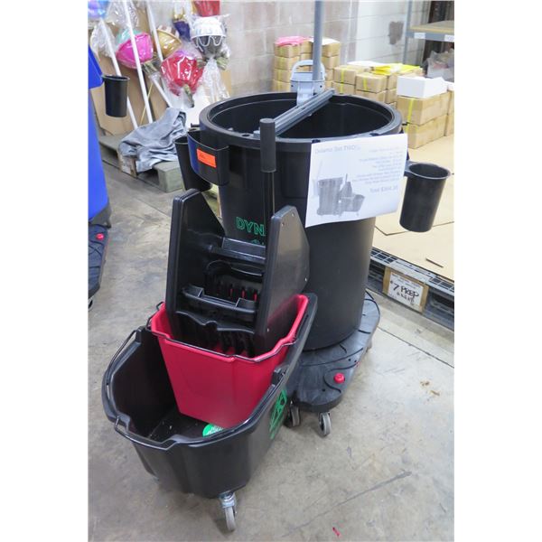 Delamo Set Two Auto Dolly Mop Wringer Bucket Combo Retail $364