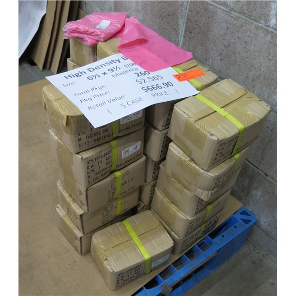 Qty 260 Pkgs (100ea) High Density Bags Magenta 6.5 x9.5  Retail $666