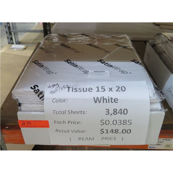 Qty 3840 White Tissue Sheets 15"x20" Retail $148