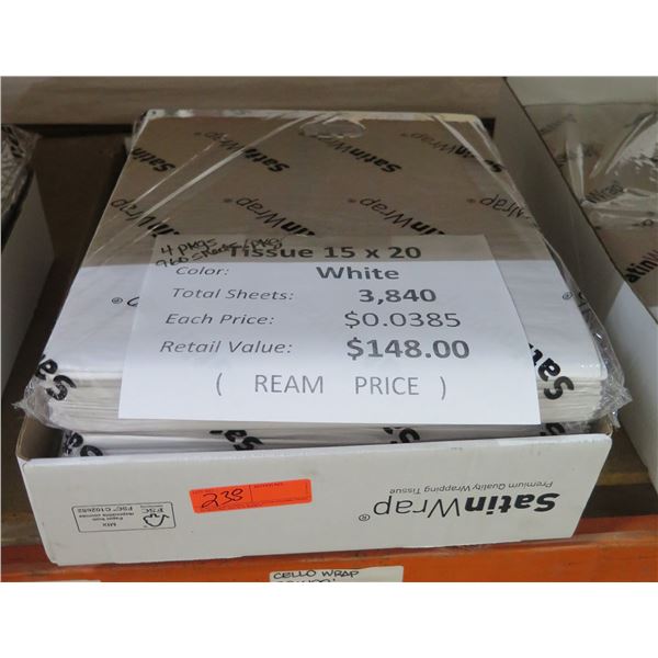 Qty 3840 White Tissue Sheets 15"x20" Retail $148