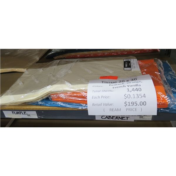 Qty 1440 Multi-Colored Tissue Sheets 20 x30  Retail $195