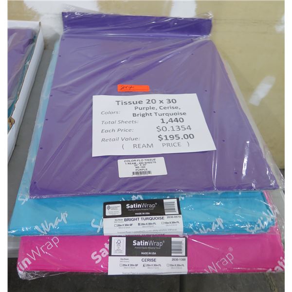 Qty 1440 Multi-Colored Tissue Sheets 20 x30  Retail $195