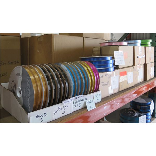 Qty 68 Assorted Ribbon Rolls 0.75"x250 yards Retail $846