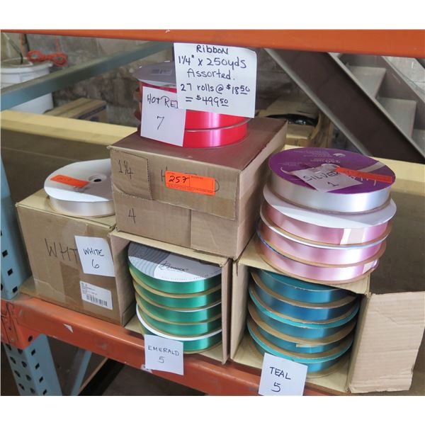 Qty 27 Assorted Ribbon Rolls 1.25"x250 yards Retail $499