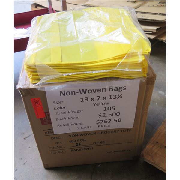 Qty 105 Non-Woven Bags Yellow 13"x7"x13.25" Retail $262