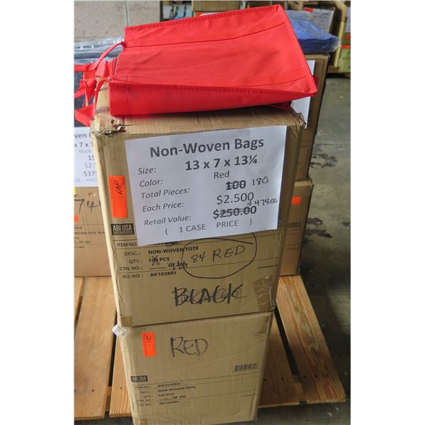 Qty 180 Non-Woven Bags Red 13"x7"x13.25" Retail $474