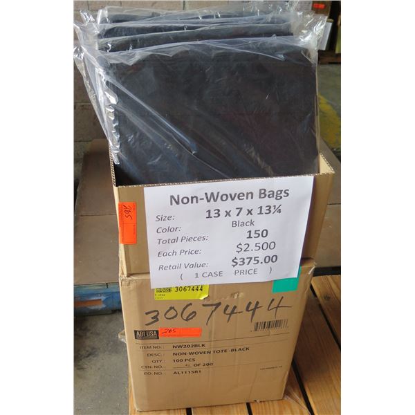 Qty 150 Non-Woven Bags Black 13"x7"x13.25" Retail $375