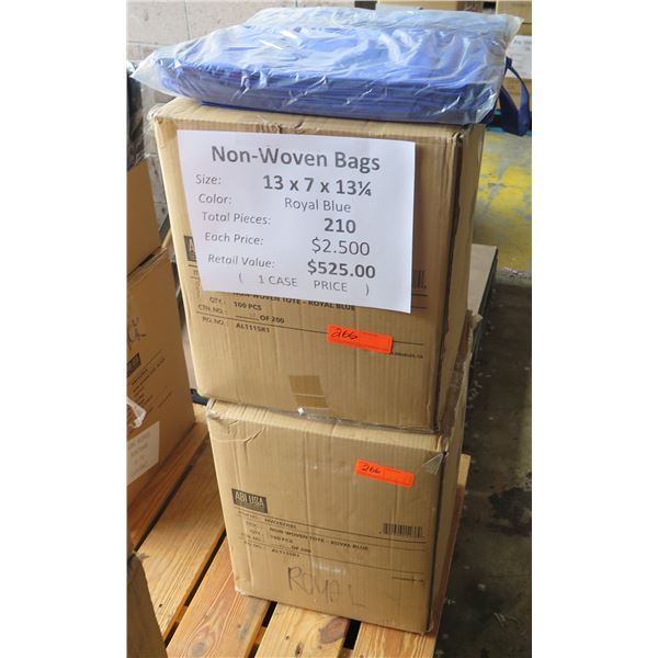 Qty 210 Non-Woven Bags Royal Blue 13 x7 x13.25  Retail $525