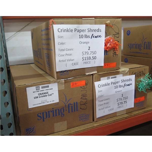 Qty 3 Boxes (10lbs. ea) Crinkle Paper Shreds Assorted Colors Retail $238