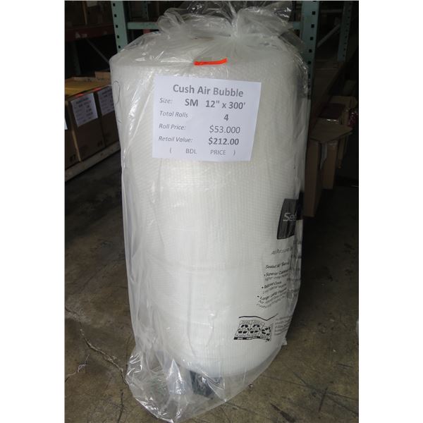 Qty 4 Cush Air Bubble Rolls SM 12"x300' Retail $212