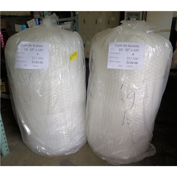 Qty 8 Cush Air Bubble Rolls LG 12 x125' Retail $460