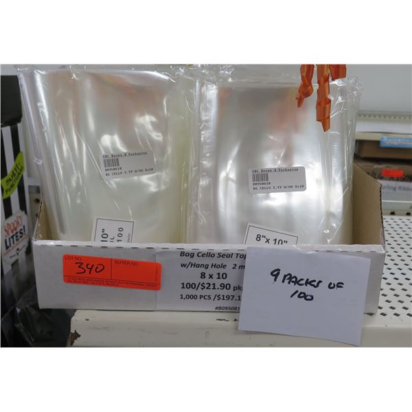 Qty 9 Pkgs (100ea) Cello Seal Top Bags 8"x10" Retail $197