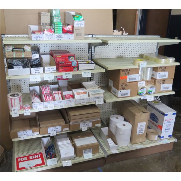 Contents of Shelf:  Misc Tape, Paper Rolls, Dispensers, Labels, Mailers, etc (shelf not included)