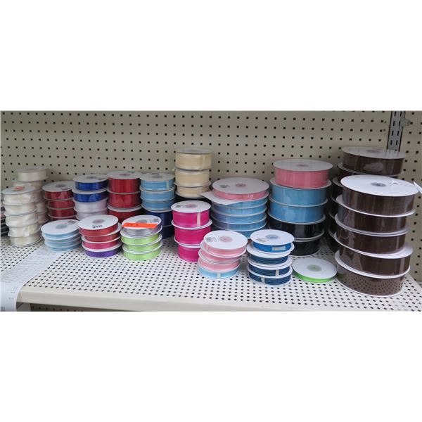 Contents of Shelf: Multiple Ribbon Rolls Misc Colors & Sizes Retail $766 (shelf not included)