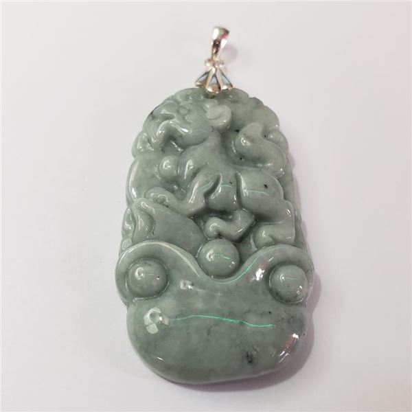 Silver Jadeite Pendant (~Size 0) (~length 0inches), Suggested Retail Value $200 (Estimated Selling P