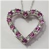 Image 1 : Silver Created Pink Sapphire Cubic Zirconia Necklace (~Size 0) (~length 18inches), Suggested Retail 