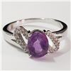Image 1 : Silver Amethyst Cubic Zirconia Ring (~Size 9)(Ring is resizable for $40) (~length 0inches) (~weight 