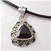 Image 1 : Silver Garnet W/ Cord Pendant (~Size 0) (~length 0inches) (~weight 4.24g), Suggested Retail Value $2