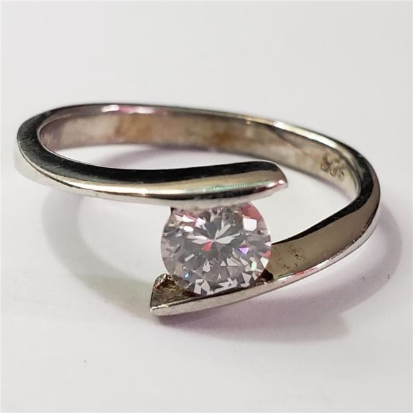 Silver Cubic Zirconia Ring (~Size 6)(Ring is resizable for $40) (~length 0inches), Suggested Retail 