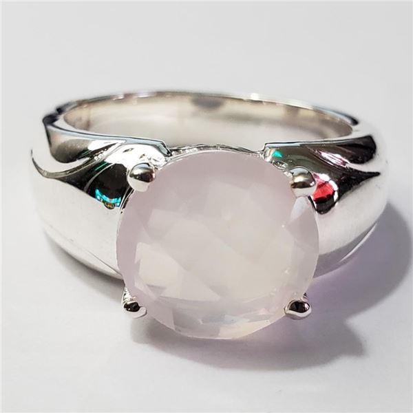 Silver Rose Quartz Ring (~Size 7)(Ring is resizable for $40) (~length 0inches) (~weight 7.9g), Sugge