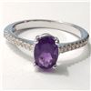 Image 1 : Silver Amethyst Cubic Zirconia Ring (~Size 7)(Ring is resizable for $40) (~length 0 inches), Suggest