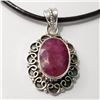 Image 1 : Silver Ruby W/ Cord Pendant (~Size 0) (~length 0 inches) (~weight 4.78g), Suggested Retail Value $18
