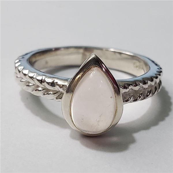 Silver Rose Quartz Ring (~Size 7)(Ring is resizable for $40) (~length 0 inches) (~weight 4.2g), Sugg