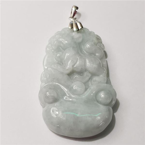 Silver Jadeite Pendant (~Size 0) (~length 0 inches), Suggested Retail Value $200