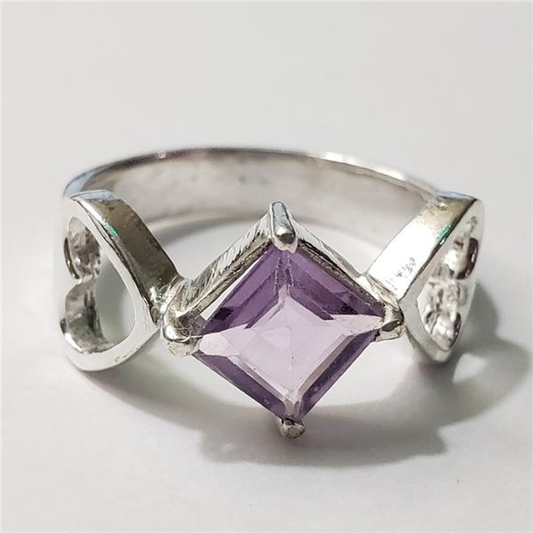 Silver Amethyst Ring (~Size 6.5)(Ring is resizable for $40) (~length 0 inches), Suggested Retail Val