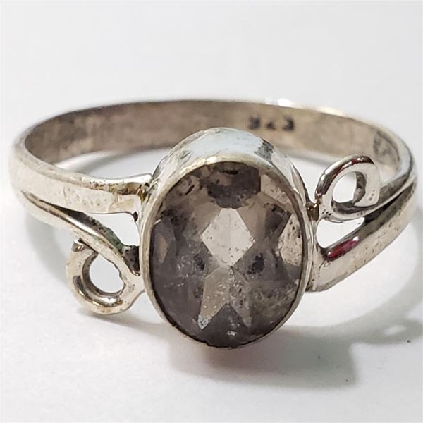 Silver Smokey Quartz Ring (~Size 9.5)(Ring is resizable for $40) (~length 0 inches), Suggested Retai
