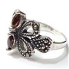 Image 1 : Silver Marcasite Garnet Ring (~Size 7.5)(Ring is resizable for $40) (~length 0 inches) (~weight 4.63