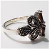 Image 2 : Silver Marcasite Garnet Ring (~Size 7.5)(Ring is resizable for $40) (~length 0 inches) (~weight 4.63