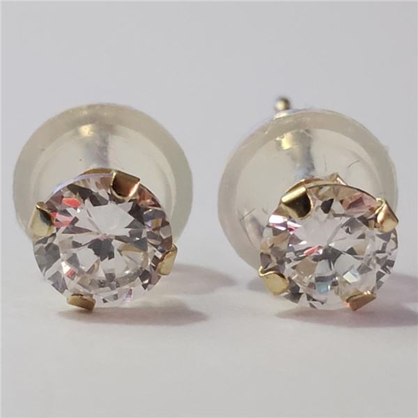 14K Yellow Gold Cubic Zirconia Earrings (~Size 0) (~length 0 inches), Suggested Retail Value $300