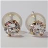 Image 1 : 14K Yellow Gold Cubic Zirconia Earrings (~Size 0) (~length 0 inches), Suggested Retail Value $300