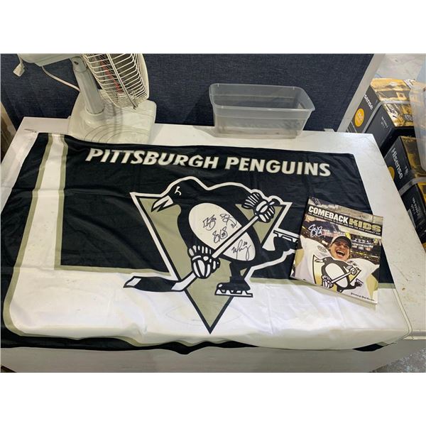 Pittsburgh Penguins Autographed Flag and 2009 Signed Comeback Kids Booklet