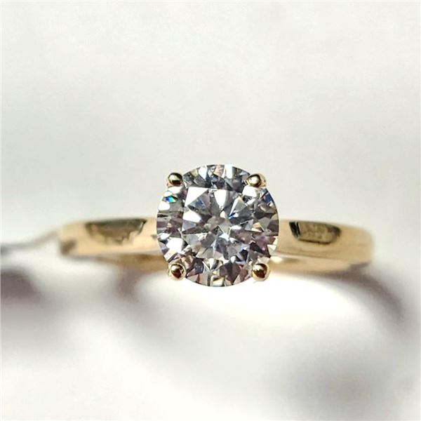 10K Yellow Gold White Moissanite Test Like Diamond Looks Better(1ct) Moissanite(0.02ct) Ring (~Size 