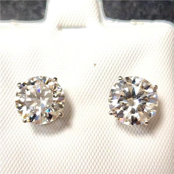 14K White Gold White Moissanite Test Like Diamond Looks Better(3.5ct) Earrings (~weight 2g), Made in