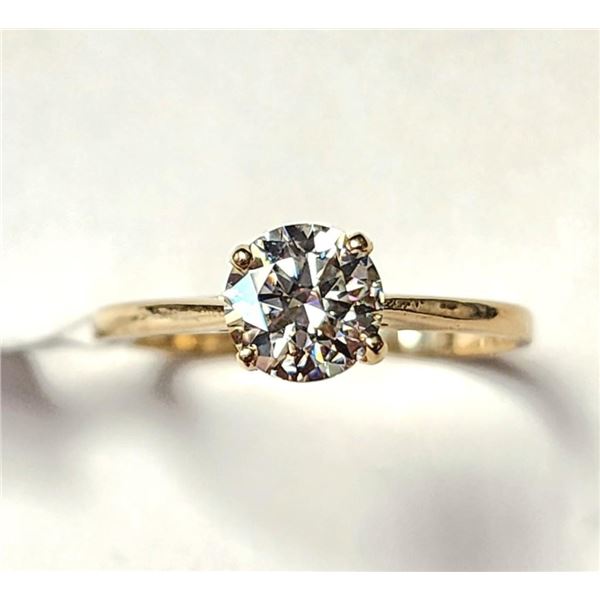 10K Yellow Gold White Moissanite Test Like Diamond Looks Better(0.75ct) Ring (~Size 6.75) (~weight 1
