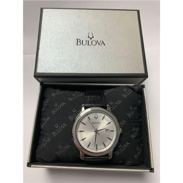 NEW Bulova Model 96B120 Mens Leather Strap Wrist Watch with box and manual