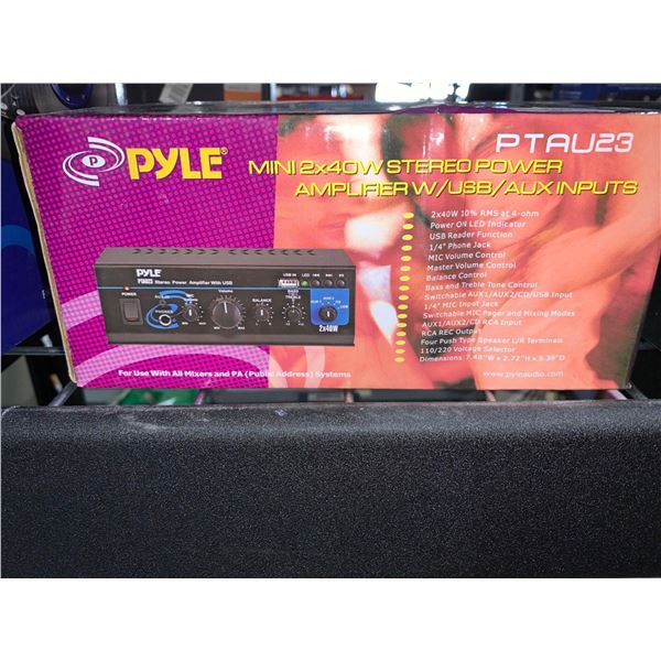 Pyle Mini 2x40W Stereo Power Amplifier USB