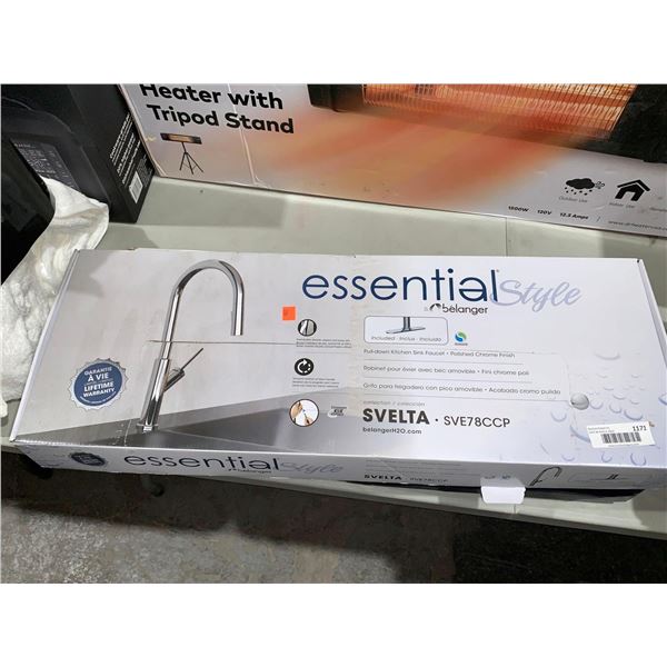 Essential Style Pull Down Kitchen Faucet Polished Chrome Finish