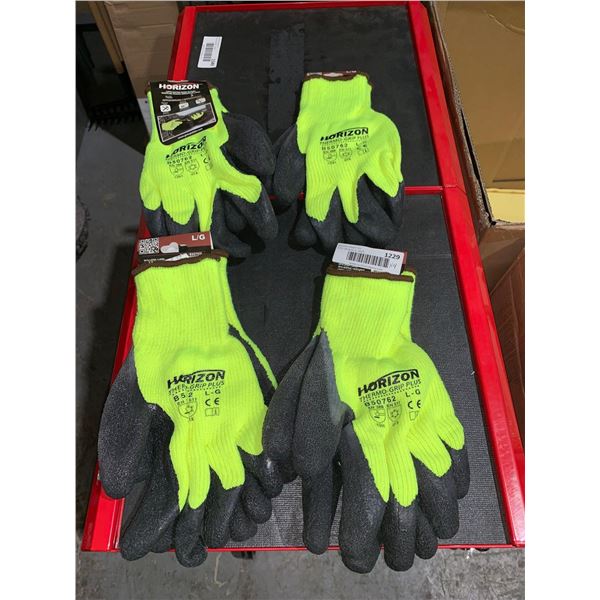 Horizon Latex Dipped Work Gloves Size Large Lot of 4 Pairs