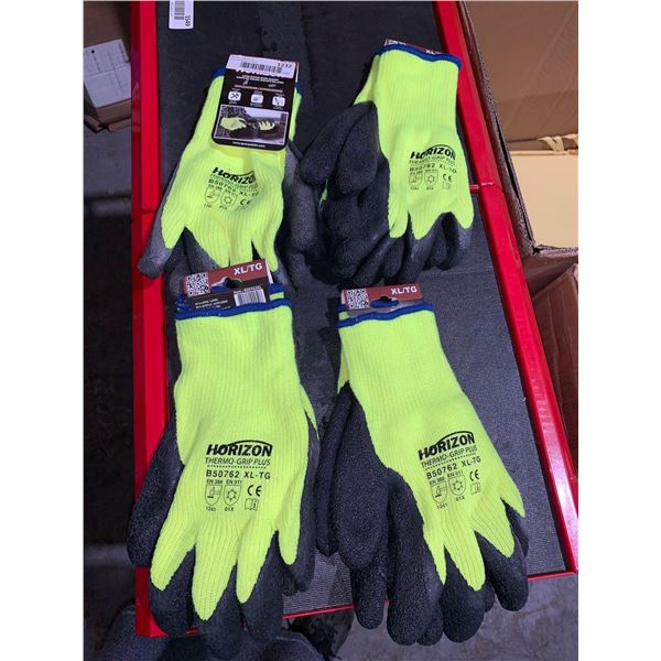 Horizon Latex Dipped Work Gloves Size Extra Large Lot of 4 Pairs