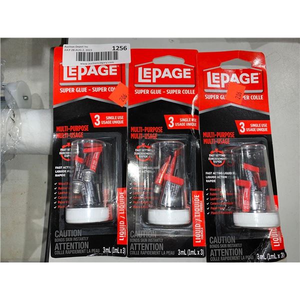 LePage Super Glue Multi Purpose 3 Single Use x's 3 Packages