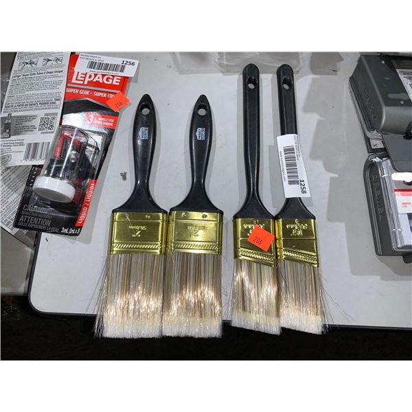 Lot of 4 Paint Brushes 2x1 1/2" and 2 x 2"